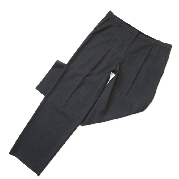 NWT Theory Double Pleat Suit Trouser in Charcoal Melange Traceable Wool Pants 12 - Picture 1 of 5